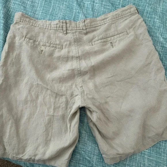 Saks fifth Avenue men’s 100% linen  shorts oatmeal size 38 - Picture 2 of 5